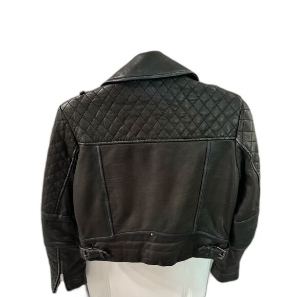 Marc New York Women Jacket Genuine Leather Quilted Small Black Moto Bikercore - Picture 3 of 16